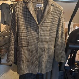 Women's Houndstooth Blazer - Black and Tan